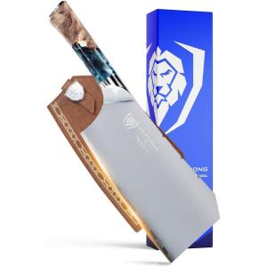 Dalstrong Valhalla Series 7 Inch HC Steel Meat Cleaver – Razor Sharp Knife – Celestial Resin & Wood Handle – Heavy Duty Slicer – Leather Sheath(7″ Cleaver)