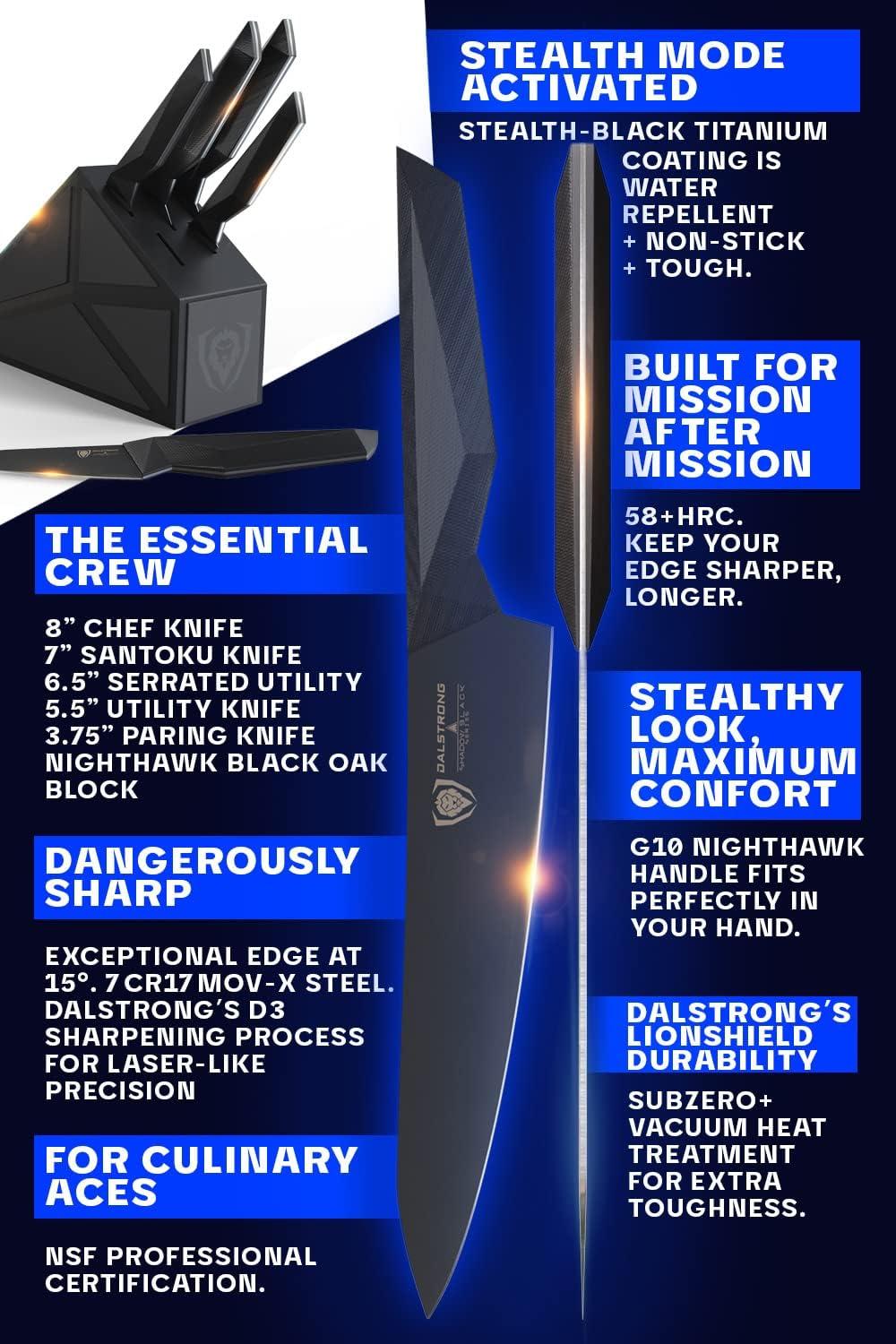 image:imageDalstrong 12piece Professional Knife Block Set Shadow Black Series Black Titanium Nitride Coated HighCarbon Stainless Steel Knife Set with Block NSF Certified Premium Kitchen Set5 Piece Set