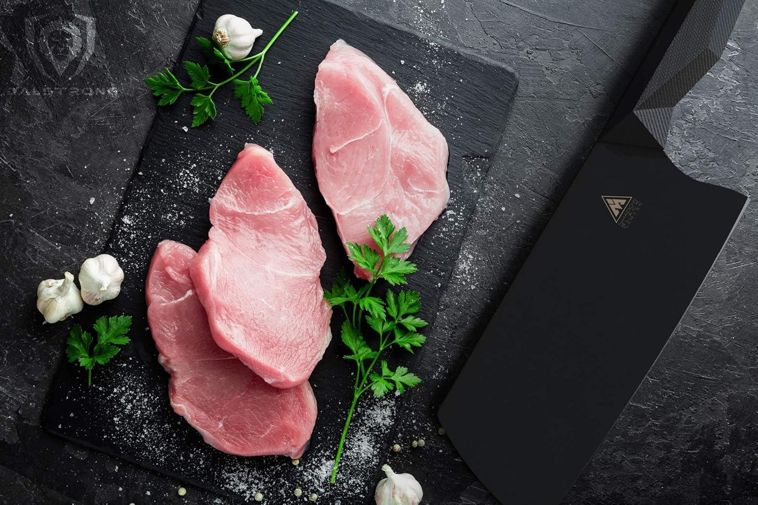 image:imageDalstrong 9 Meat Cleaver Shadow Black Series Black Titanium Nitride Coated High Carbon Vacuum Treated Steel wSheath Massive Razor Sharp Kitchen Knife Gift NSF Certified7