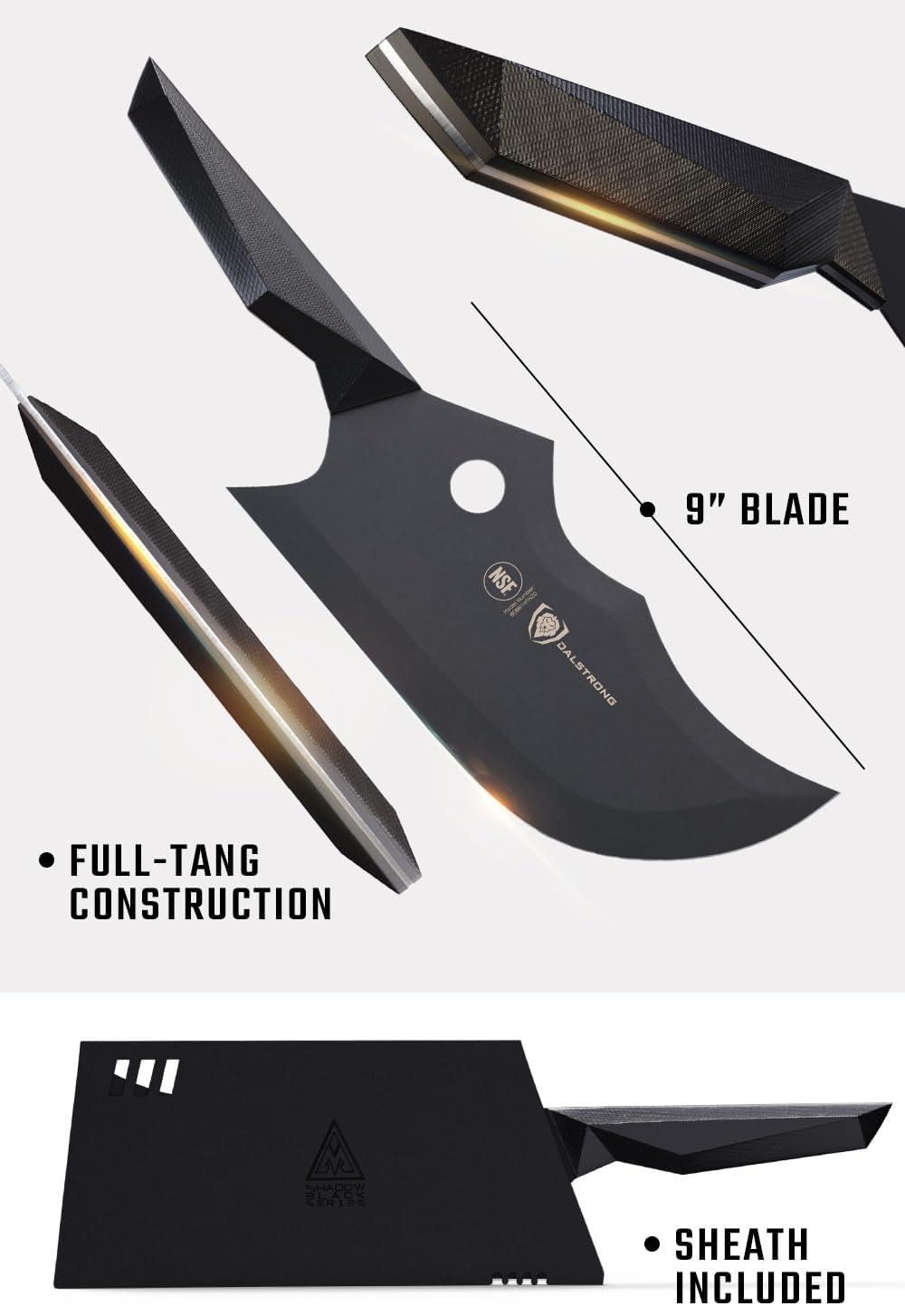 image:imageDalstrong 9 Meat Cleaver Shadow Black Series Black Titanium Nitride Coated High Carbon Vacuum Treated Steel wSheath Massive Razor Sharp Kitchen Knife Gift NSF Certified9