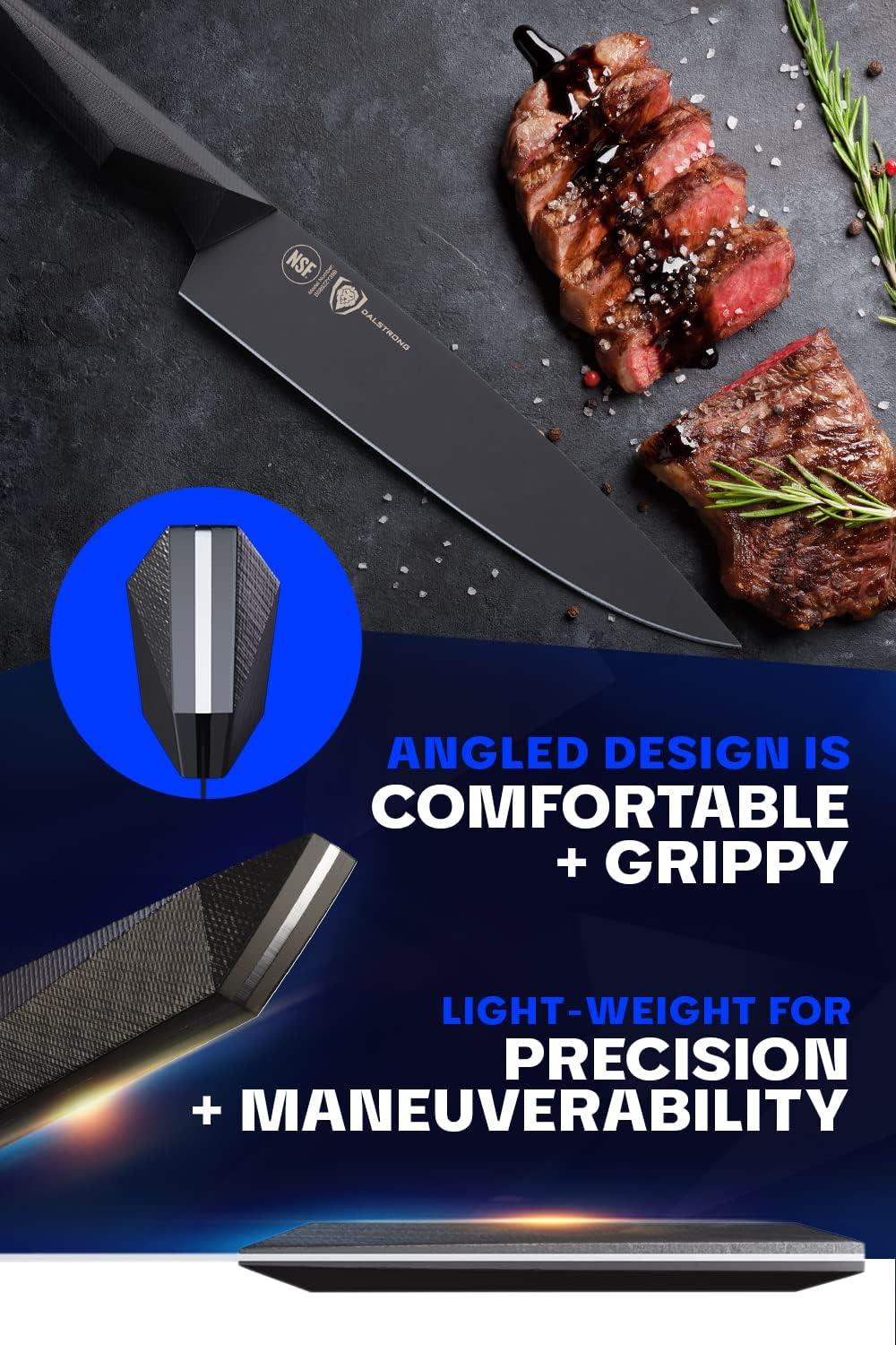 image:imageDalstrong Barong Chef Knife 7 inch Shadow Black Series Black Titanium Nitride Coated Razor Sharp Kitchen Knife High Carbon 7CR17MOVX Vacuum Treated Steel Sheath NSF CertifiedBlack Titanium Nitride Coated