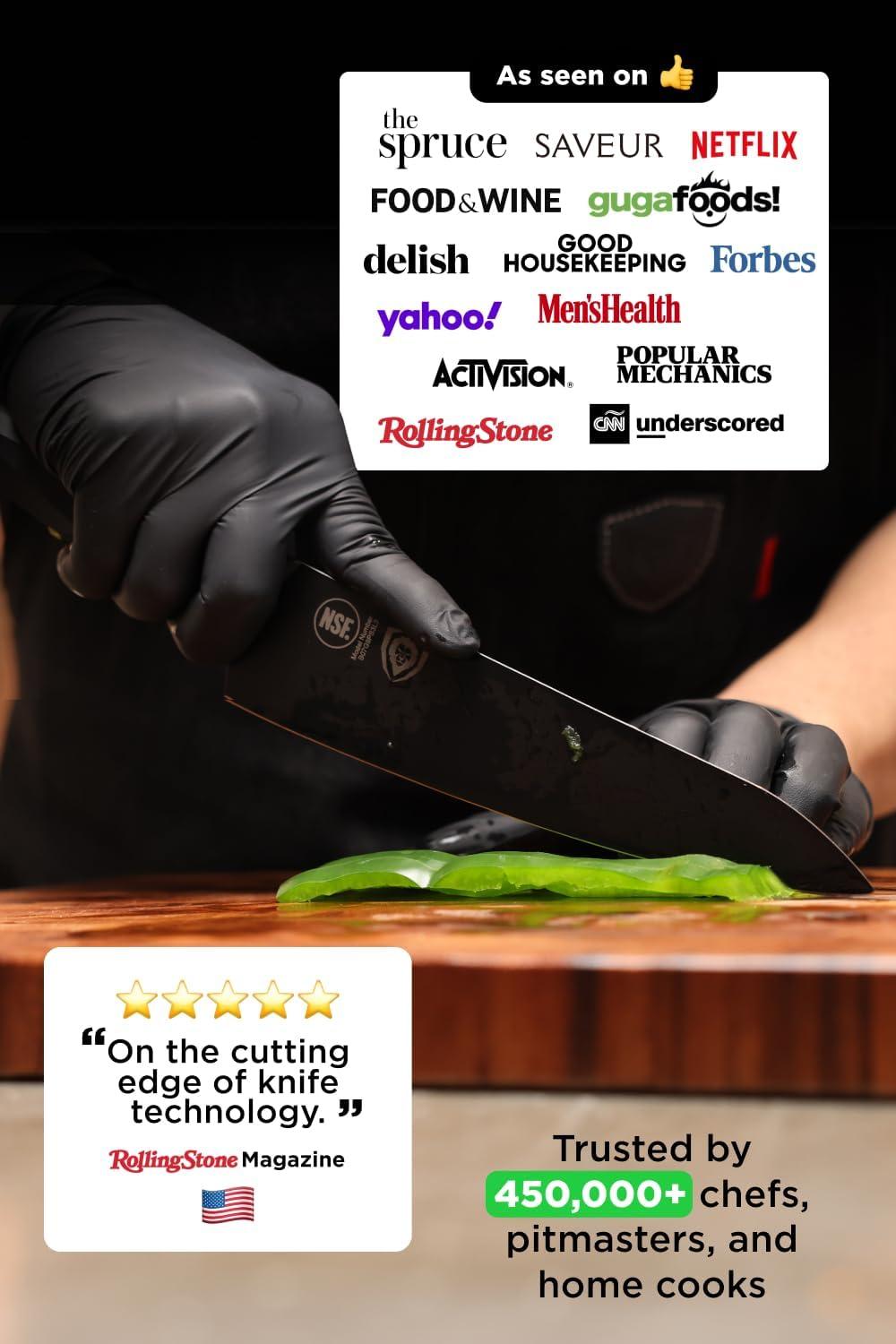 image:imageDalstrong Barong Chef Knife 7 inch Shadow Black Series Black Titanium Nitride Coated Razor Sharp Kitchen Knife High Carbon 7CR17MOVX Vacuum Treated Steel Sheath NSF CertifiedBlack Titanium Nitride Coated