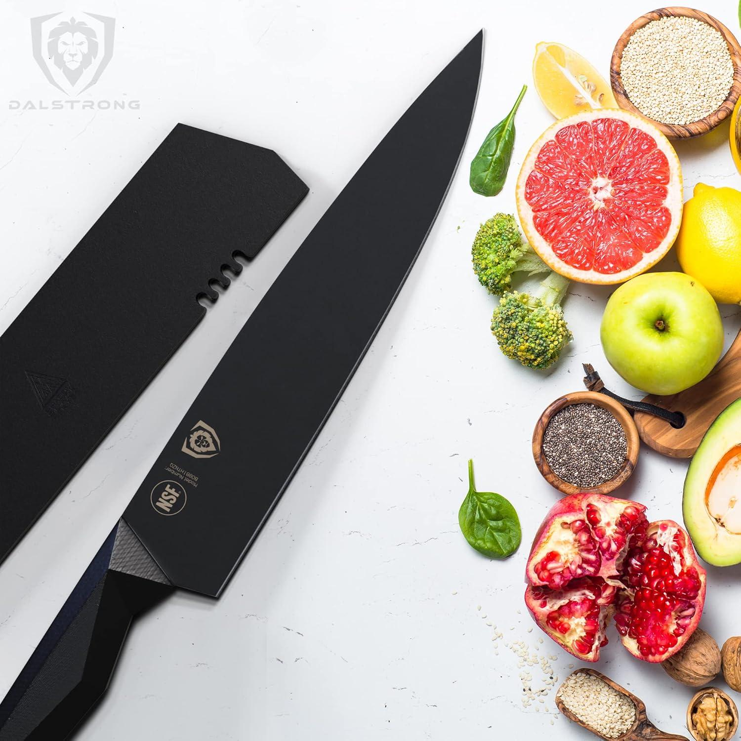image:imageDalstrong Barong Chef Knife 7 inch Shadow Black Series Black Titanium Nitride Coated Razor Sharp Kitchen Knife High Carbon 7CR17MOVX Vacuum Treated Steel Sheath NSF CertifiedBlack Titanium Nitride Coated