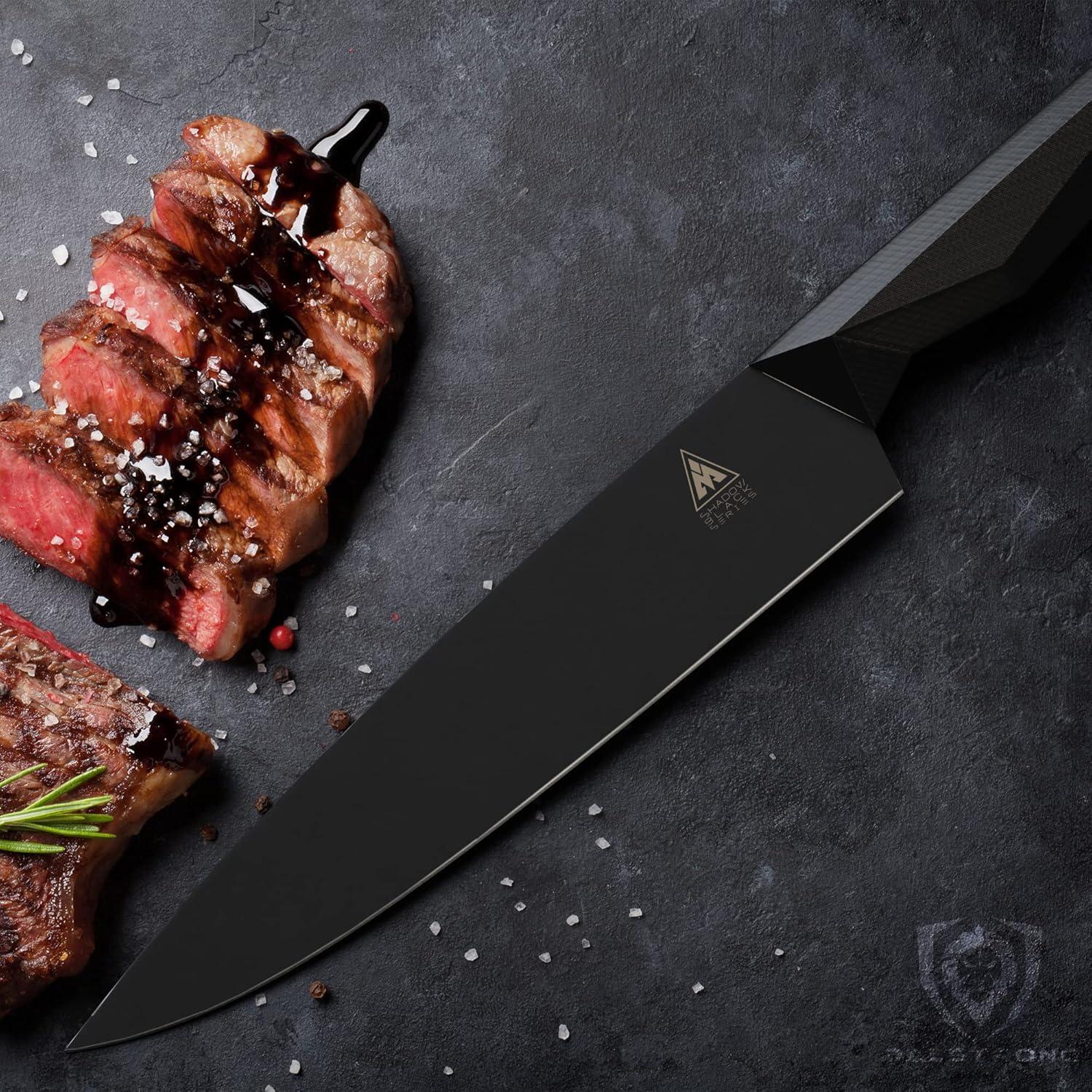 image:imageDalstrong Barong Chef Knife 7 inch Shadow Black Series Black Titanium Nitride Coated Razor Sharp Kitchen Knife High Carbon 7CR17MOVX Vacuum Treated Steel Sheath NSF CertifiedBlack Titanium Nitride Coated