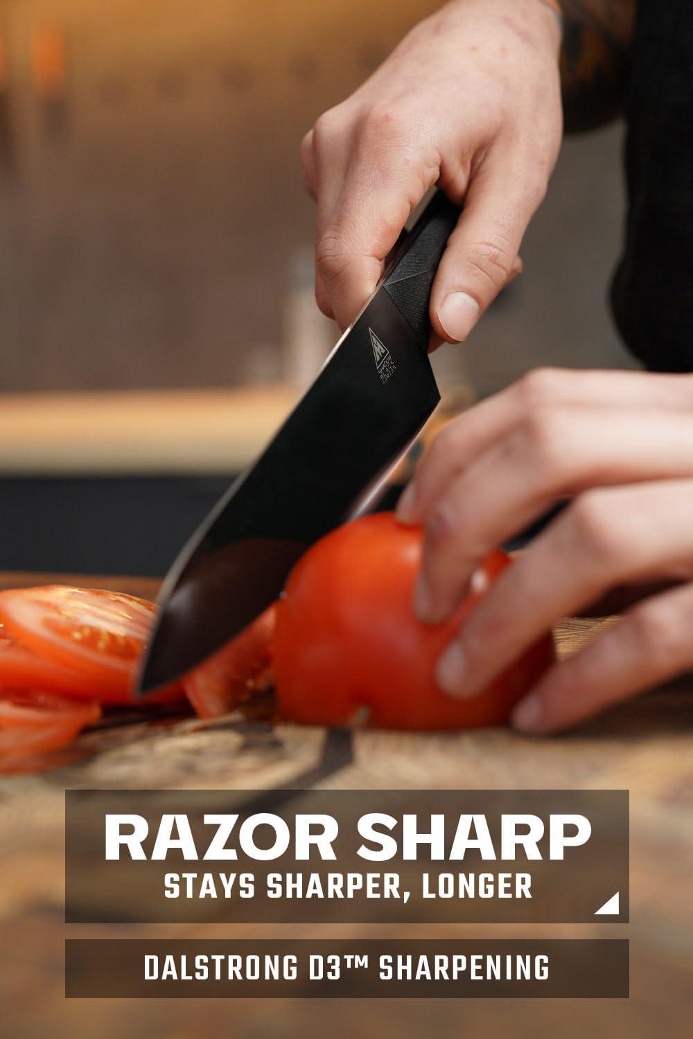 image:imageDalstrong Barong Chef Knife 7 inch Shadow Black Series Black Titanium Nitride Coated Razor Sharp Kitchen Knife High Carbon 7CR17MOVX Vacuum Treated Steel Sheath NSF CertifiedBlack Titanium Nitride Coated