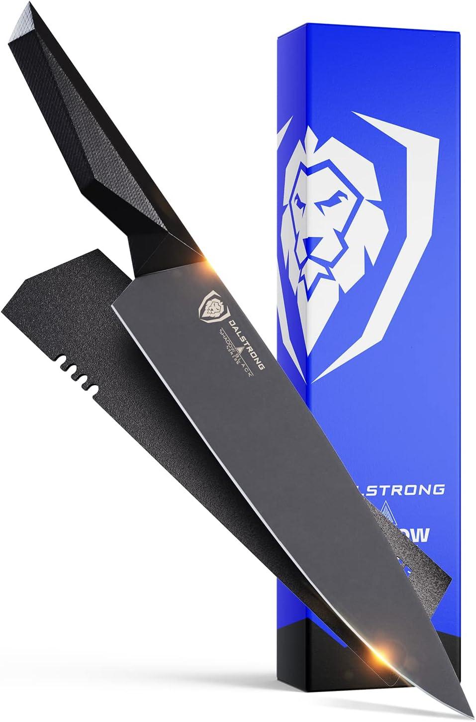 image:imageDalstrong Barong Chef Knife 7 inch Shadow Black Series Black Titanium Nitride Coated Razor Sharp Kitchen Knife High Carbon 7CR17MOVX Vacuum Treated Steel Sheath NSF CertifiedBlack Titanium Nitride Coated