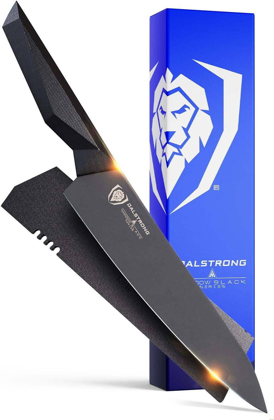 image:imageDalstrong Barong Chef Knife 7 inch Shadow Black Series Black Titanium Nitride Coated Razor Sharp Kitchen Knife High Carbon 7CR17MOVX Vacuum Treated Steel Sheath NSF CertifiedBlack Titanium Nitride Coated
