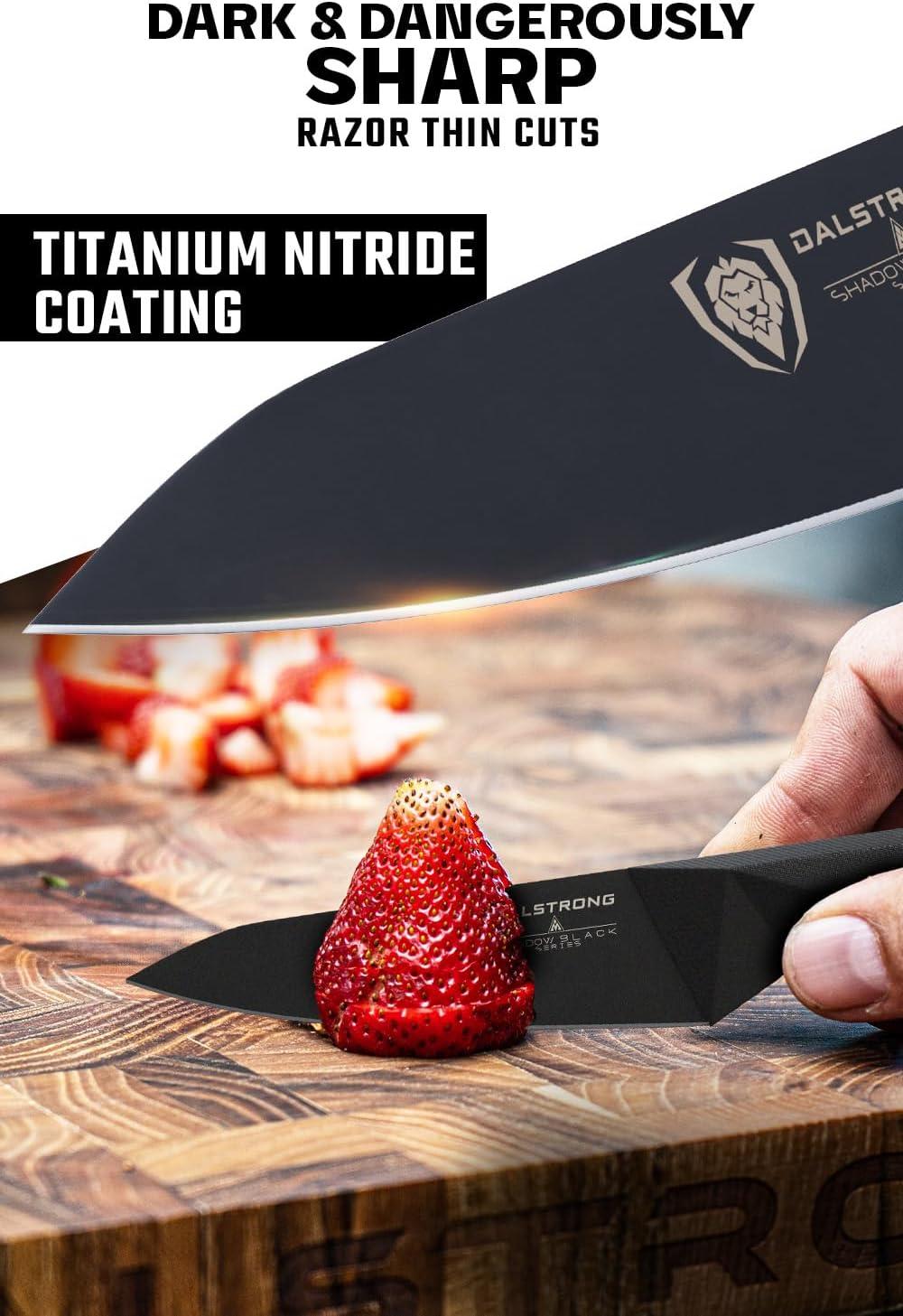 image:imageDalstrong Birds Beak Paring Knife 275 inch Shadow Black Series Black Titanium Nitride Coated High Carbon 7CR17MOVX Vacuum Treated Steel Cooking Kitchen Chef Knife Sheath NSF CertifiedBlack Titanium Nitride Coated