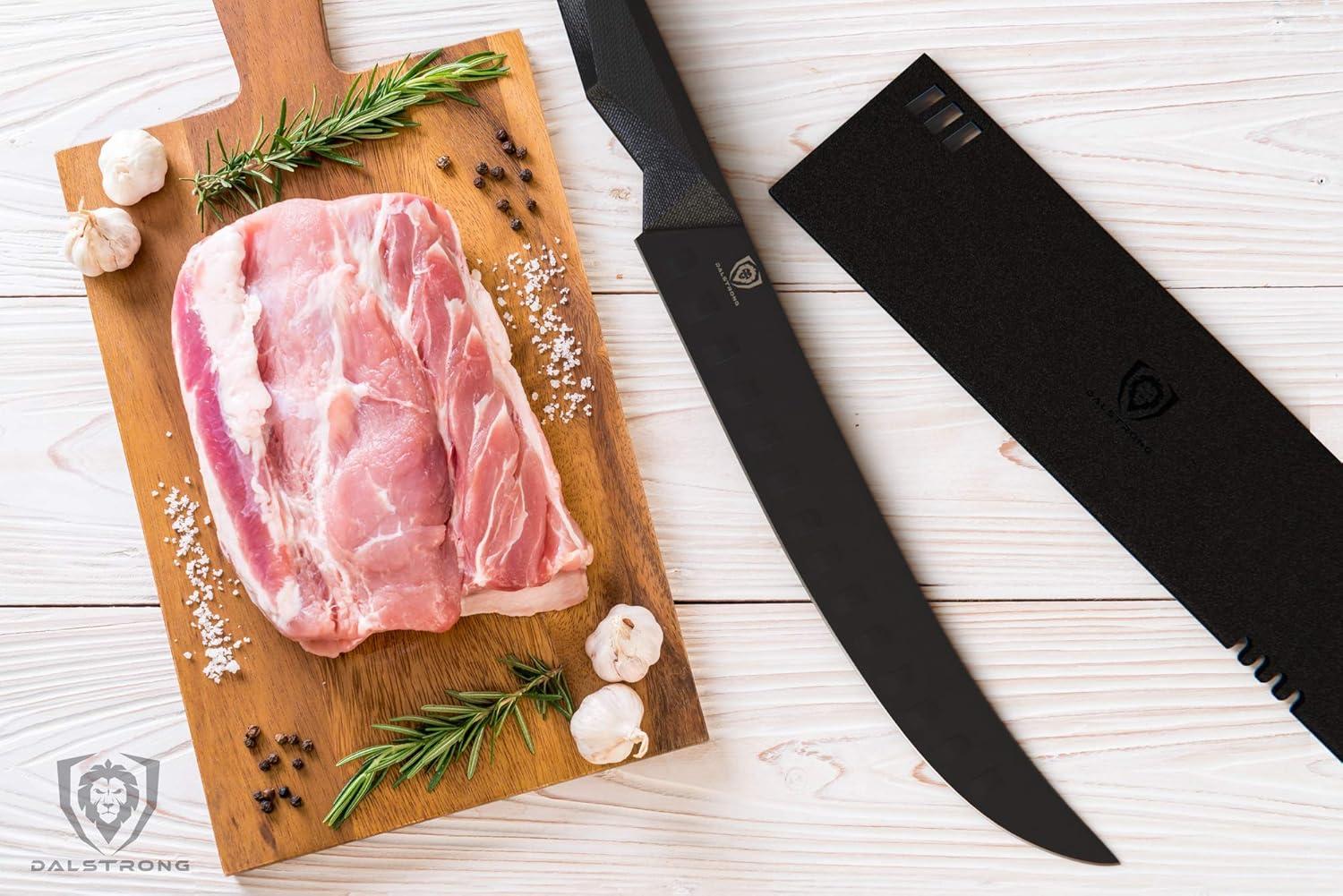 image:imageDalstrong Butcher Knife 10 inch Shadow Black Series Black Titanium Nitride Coated High Carbon 7CR17MOVX Vacuum Treated Steel Breaking Kitchen Knife Sheath Slicing Knife NSF Certified10 Standard