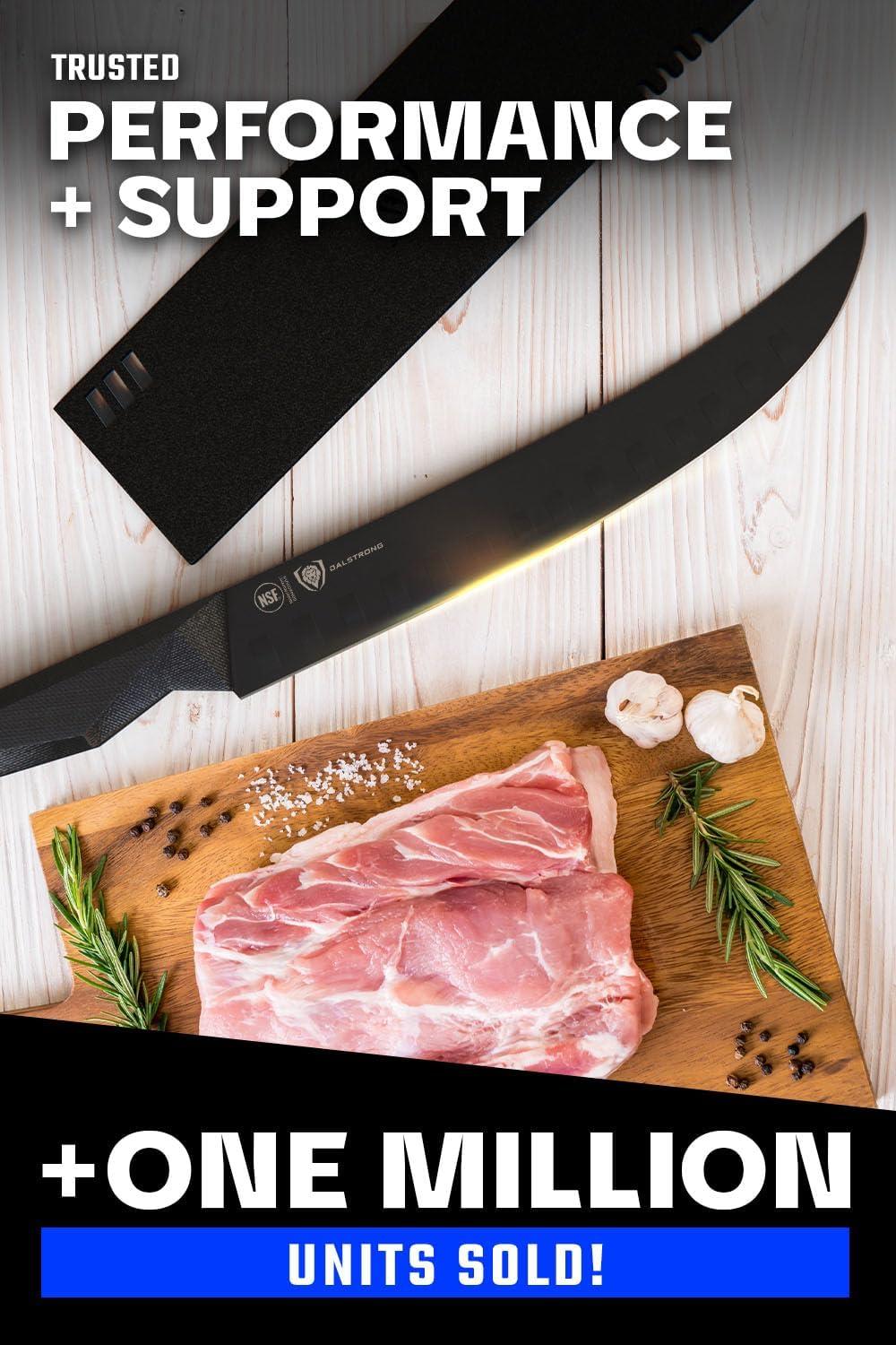 image:imageDalstrong Butcher Knife 10 inch Shadow Black Series Black Titanium Nitride Coated High Carbon 7CR17MOVX Vacuum Treated Steel Breaking Kitchen Knife Sheath Slicing Knife NSF Certified10 Standard