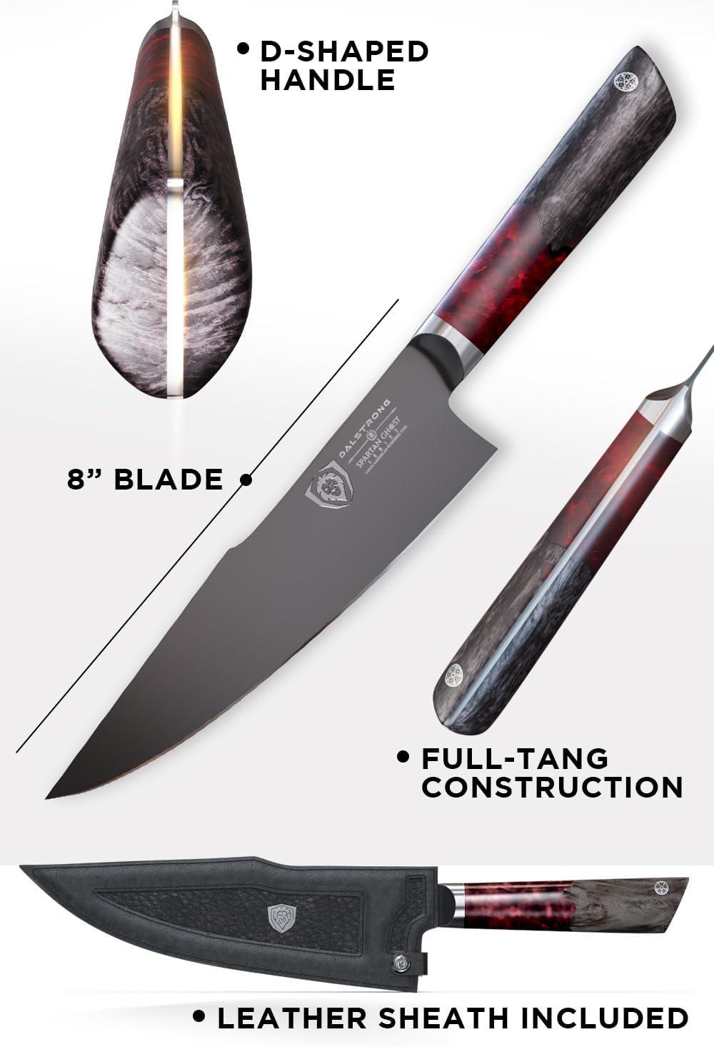 image:imageDalstrong Chef Knife 8 inch Spartan Ghost Series American Forged S35VN Powdered Steel Kitchen Knife Maple amp Red Resin Handle Razor Sharp Cooking Knife Sheath Included8 Chefs Knife