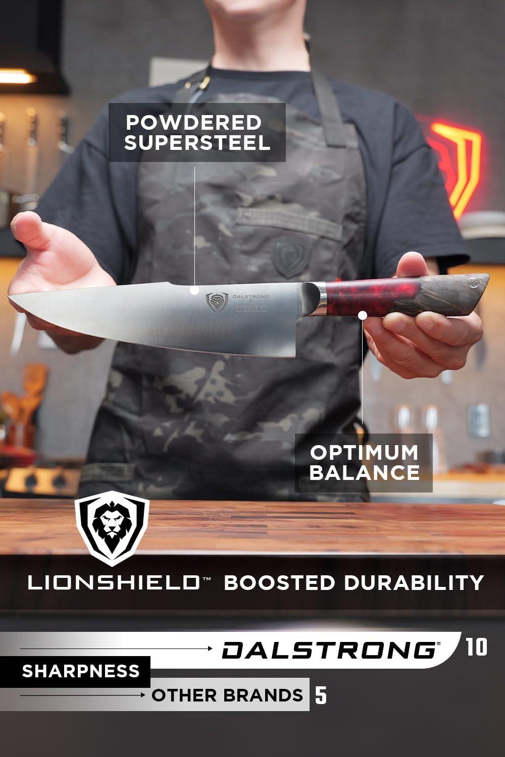 image:imageDalstrong Chef Knife 8 inch Spartan Ghost Series American Forged S35VN Powdered Steel Kitchen Knife Maple amp Red Resin Handle Razor Sharp Cooking Knife Sheath Included8 Chefs Knife