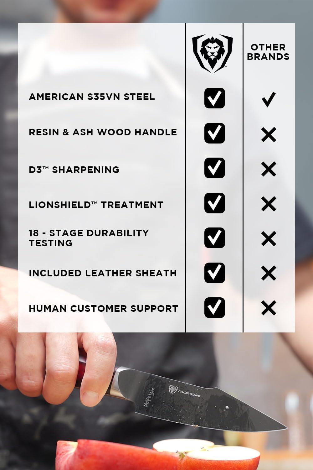 image:imageDalstrong Chef Knife 8 inch Spartan Ghost Series American Forged S35VN Powdered Steel Kitchen Knife Maple amp Red Resin Handle Razor Sharp Cooking Knife Sheath Included4 Paring Knife