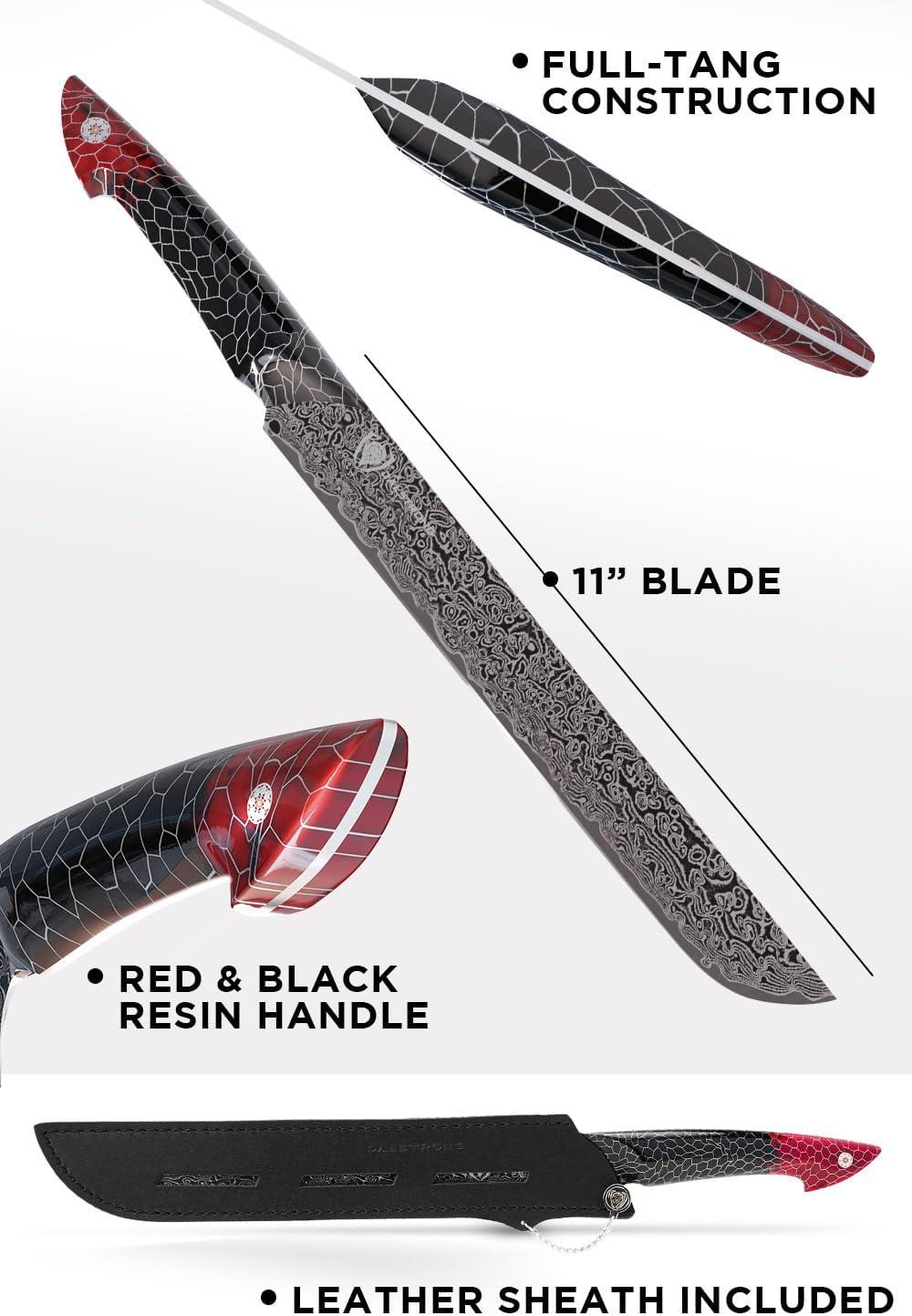 image:imageDalstrong Crixus Chef Knife 8 inch Scorpion Series Exclusive Japanese V12 Ultra Steel Black Damascus Black amp Red Honeycomb Resin Handle Versatile Chopping Kitchen Knife Leather Sheath11 Slicing Knife
