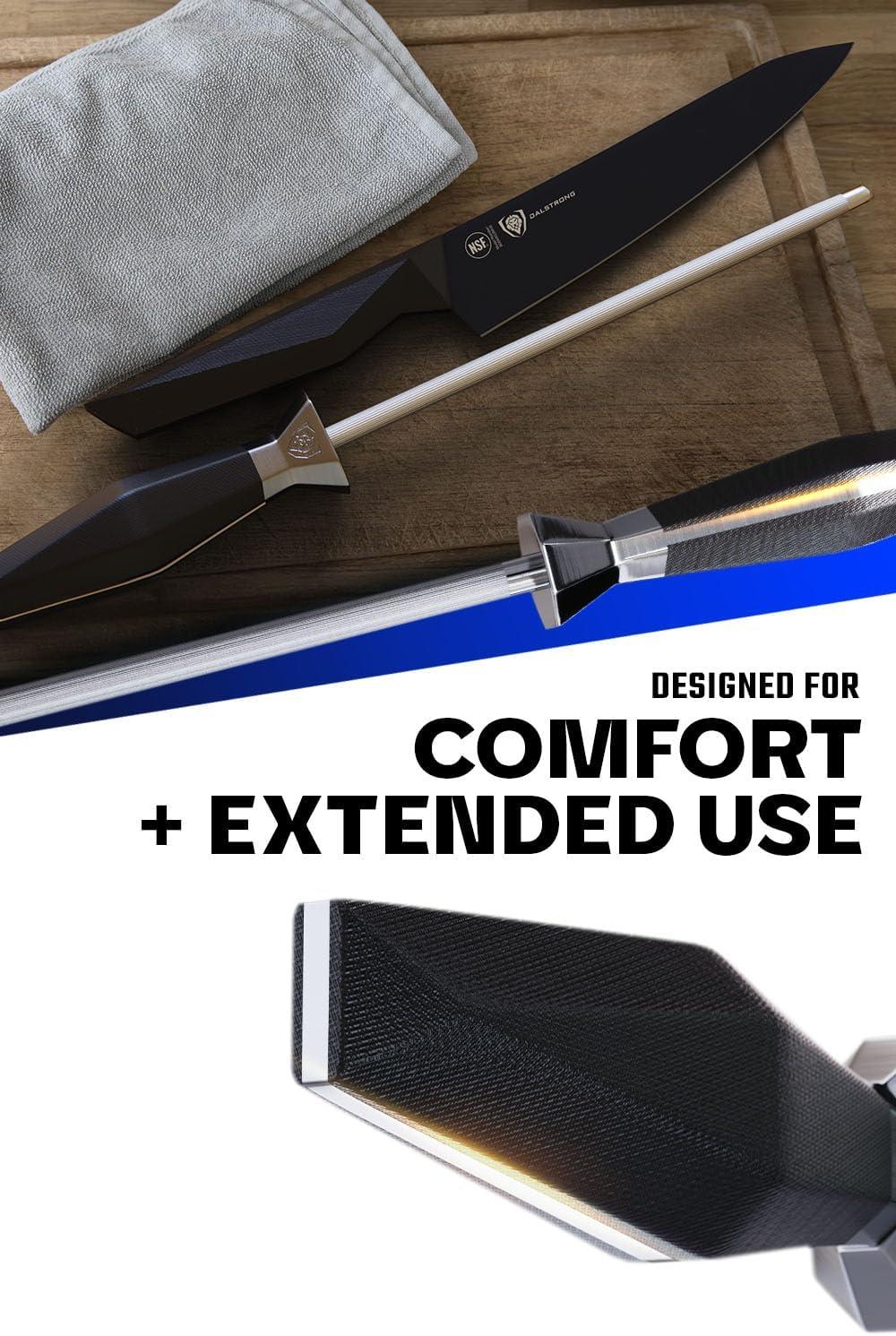 image:imageDalstrong Slicing Knife 12 inch Shadow Black Series Marauder Red Edition Red NonStick Coating High Carbon 7CR17MOVX Vacuum Treated Steel Carving Knife Kitchen Knife Slicer SheathBlack Titanium