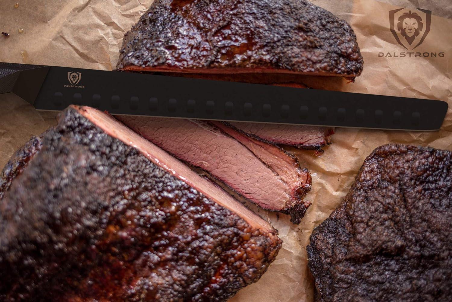 image:imageDalstrong Slicing Knife 12 inch Shadow Black Series Marauder Red Edition Red NonStick Coating High Carbon 7CR17MOVX Vacuum Treated Steel Carving Knife Kitchen Knife Slicer SheathBlack Titanium
