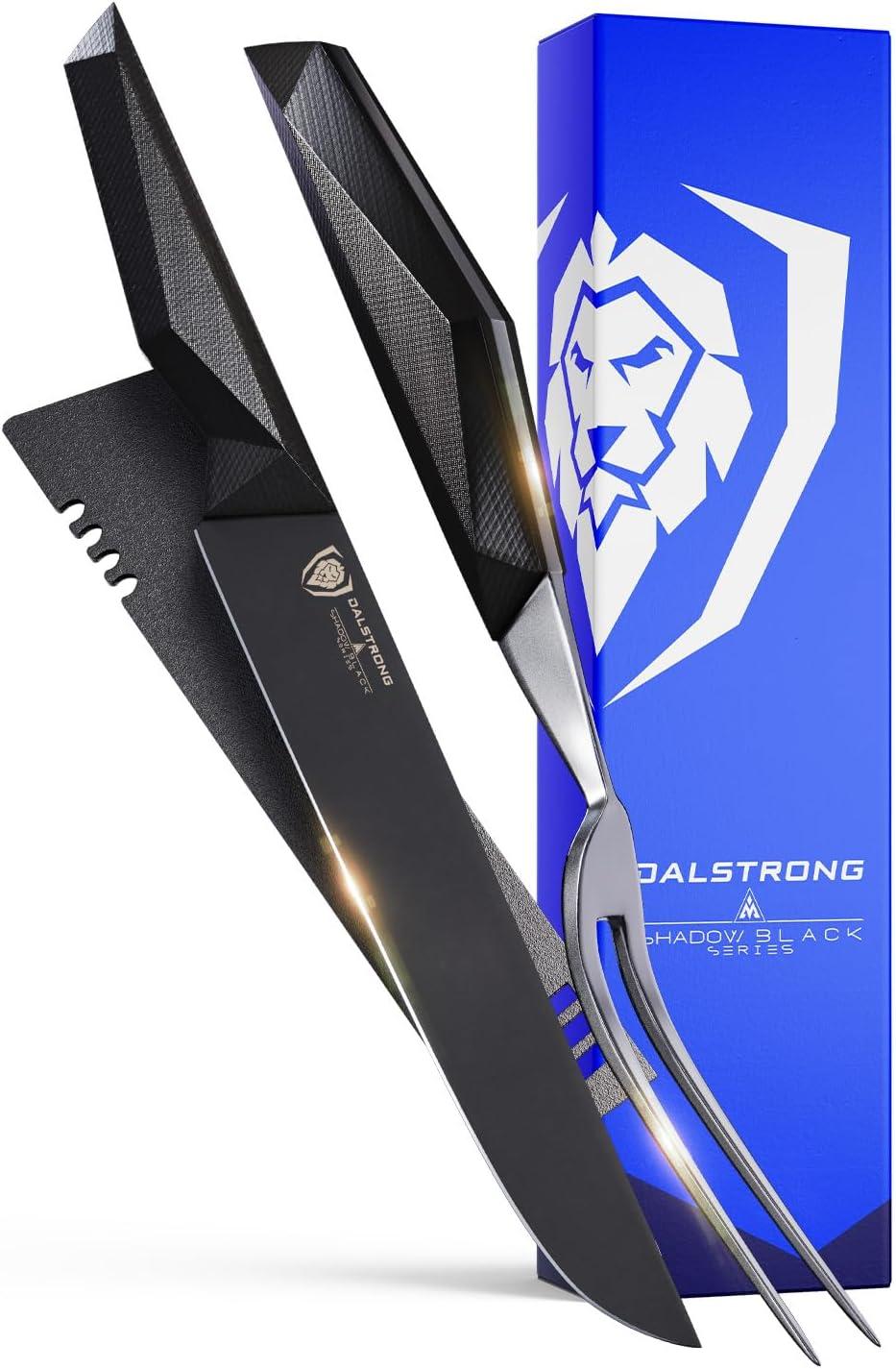image:imageDalstrong Slicing Knife 12 inch Shadow Black Series Marauder Red Edition Red NonStick Coating High Carbon 7CR17MOVX Vacuum Treated Steel Carving Knife Kitchen Knife Slicer SheathBlack Titanium