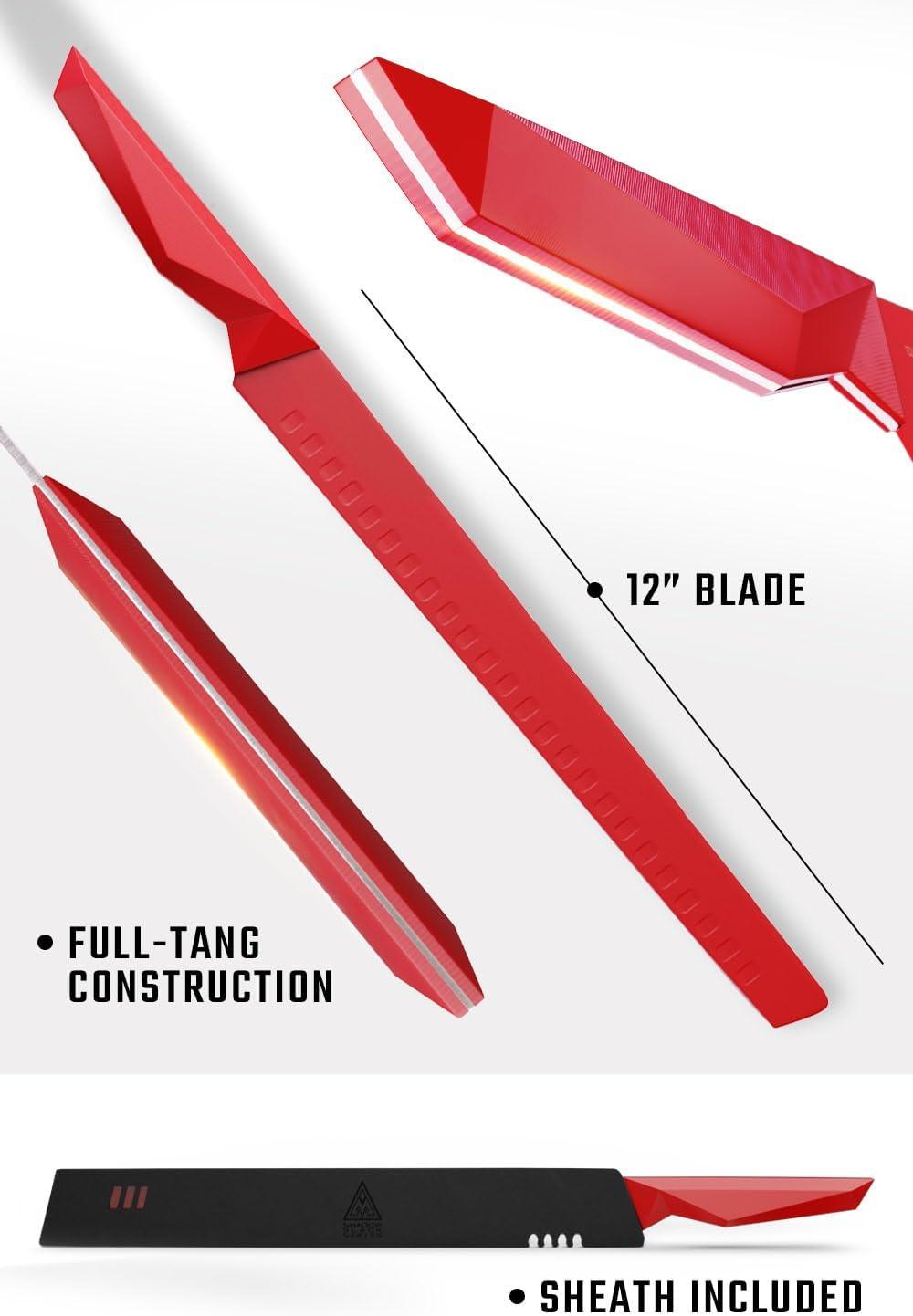 image:imageDalstrong Slicing Knife 12 inch Shadow Black Series Marauder Red Edition Red NonStick Coating High Carbon 7CR17MOVX Vacuum Treated Steel Carving Knife Kitchen Knife Slicer SheathMarauder Red
