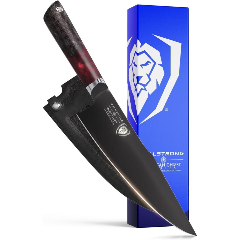 image:imageDalstrong Chef Knife  8 inch  Spartan Ghost Series  American Forged S35VN Powdered Steel Kitchen Knife  Maple amp Red Resin Handle  Razor Sharp Cooking Knife Sheath Included8 Chefs Knife