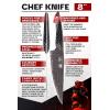 Dalstrong Crixus Chef Knife – 8 inch – Scorpion Series – Exclusive Japanese V12 Ultra™ Steel – Black Damascus – Black & Red Honeycomb Resin Handle – Versatile Chopping Kitchen Knife Leather Sheath(8″ Chef Knife)