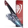Dalstrong Crixus Chef Knife – 8 inch – Scorpion Series – Exclusive Japanese V12 Ultra™ Steel – Black Damascus – Black & Red Honeycomb Resin Handle – Versatile Chopping Kitchen Knife Leather Sheath(4″ Paring Knife)