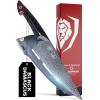 Dalstrong Crixus Chef Knife – 8 inch – Scorpion Series – Exclusive Japanese V12 Ultra™ Steel – Black Damascus – Black & Red Honeycomb Resin Handle – Versatile Chopping Kitchen Knife Leather Sheath(9.5″ Chef Knife)