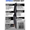 Dalstrong Steak Knife Set-4pc- 5″ Blade-Shadow Black Series-Black Titanium Nitride Coated-H Carbon 7CR17MOV-X Vacuum Treated Steel-Dinner Set Kitchen Knives-Sheath-NSF Certified(Traditional Unique Ergonomic)