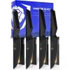 Dalstrong Steak Knife Set-4pc- 5″ Blade-Shadow Black Series-Black Titanium Nitride Coated-H Carbon 7CR17MOV-X Vacuum Treated Steel-Dinner Set Kitchen Knives-Sheath-NSF Certified(Traditional Unique Ergonomic)