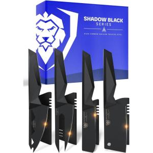 DALSTRONG Cheese Knife Set – 4-Piece – Shadow Black Series – Black Titanium Nitride Coated – High Carbon – 7CR17MOV-X Vacuum Treated Steel Cheese Knives Set – Sheath – Soft Hard Cheese – NSF Certified