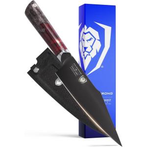 Dalstrong Chef Knife – 8 inch – Spartan Ghost Series – American Forged S35VN Powdered Steel Kitchen Knife – Maple & Red Resin Handle – Razor Sharp Cooking Knife -Sheath Included(7″ Santoku Knife)