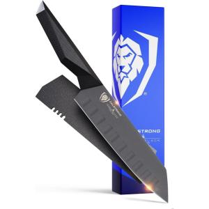 Dalstrong Santoku Knife – 7 inch – Shadow Black Series – Razor Sharp Kitchen Knife – Black Titanium Nitride Coated – High Carbon – 7CR17MOV-X Vacuum Treated Steel – Sheath – Vegetable – NSF Certified(Black Titanium Nitride Coated)