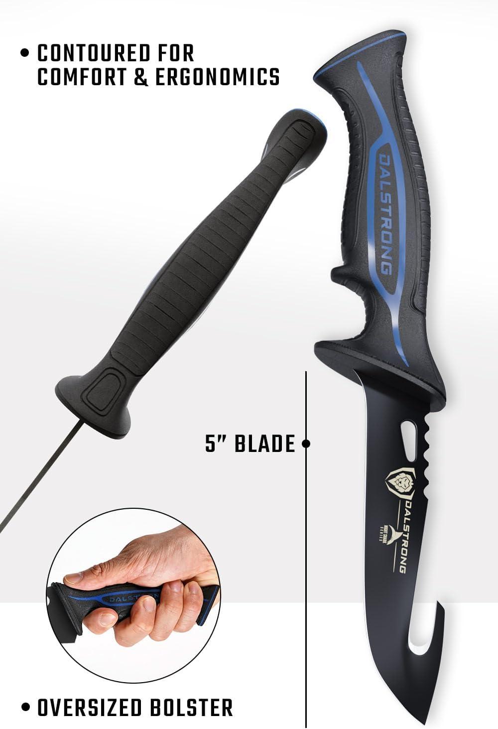 image:imageDalstrong Gut Hook Fish Knife for Filleting and Cleaning 5 Night Shark Series 7CR17MOV High Carbon Steel Titanium Coated Blade Polypropylene Handle wSheath NSF Certified5 inch Hook