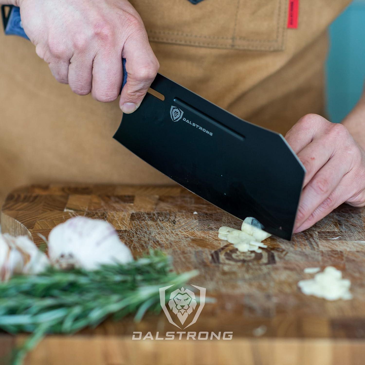 image:imageDalstrong Meat Cleaver Knife 7 Delta Wolf Series UltraThin amp Zero Friction Blade HC Steel Black Titanium Nitride Coating Camo HandleGiftable Heavy Duty KnifeLeather Sheath