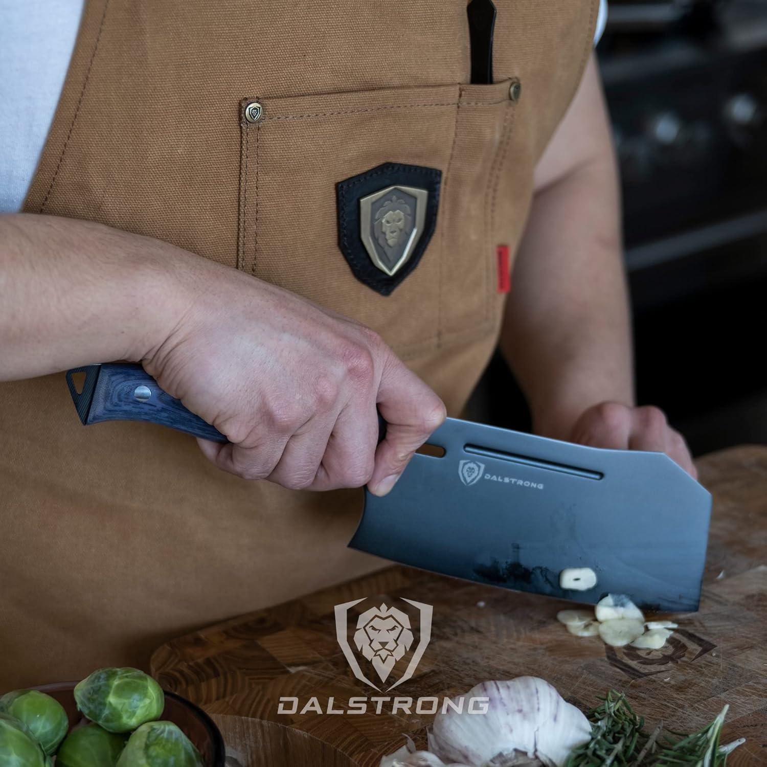image:imageDalstrong Meat Cleaver Knife 7 Delta Wolf Series UltraThin amp Zero Friction Blade HC Steel Black Titanium Nitride Coating Camo HandleGiftable Heavy Duty KnifeLeather Sheath