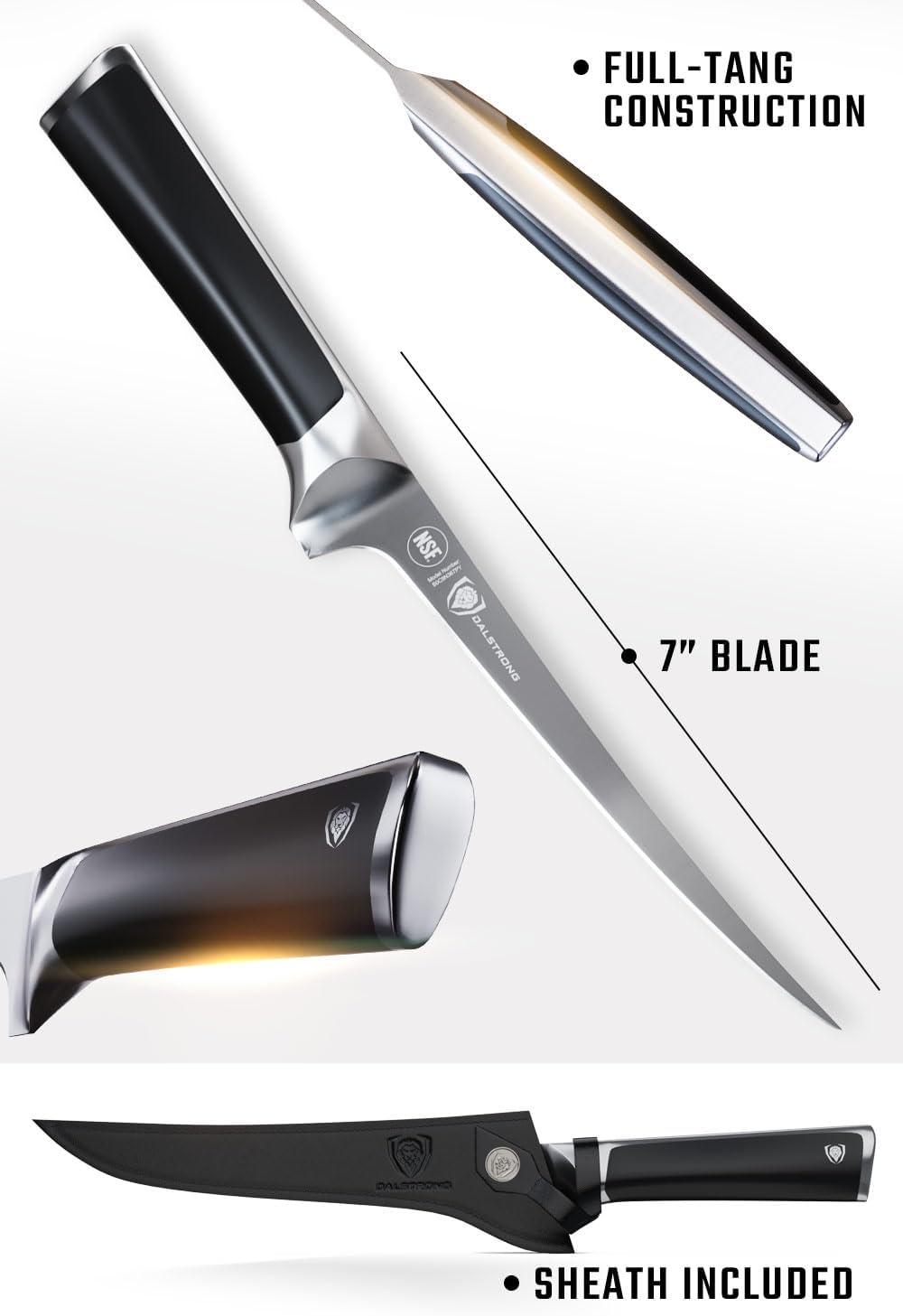 image:imageDalstrong Santoku Knife 7 inch Vanquish Series Forged High Carbon German Steel POM Handle Razor Sharp Kitchen Knife Gift Asian Vegetable Knife NSF CertifiedFillet Knife