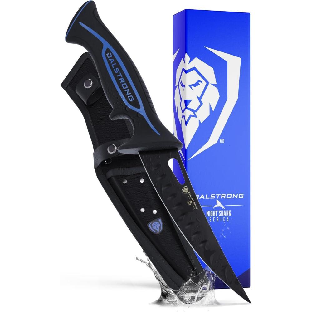 image:imageDalstrong Gut Hook Fish Knife for Filleting and Cleaning 5 Night Shark Series 7CR17MOV High Carbon Steel Titanium Coated Blade Polypropylene Handle wSheath NSF Certified6 inch Boning