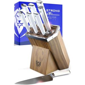 Dalstrong 24 Piece Block Knife Set – Vanquish Series – Stainless Steel Knife Set with Block & Kitchen Scissors – Forged High Carbon German Steel – Premium POM Black Handles – NSF Certified(White)