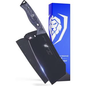 Dalstrong Meat Cleaver Knife – 7″- Delta Wolf Series – Ultra-Thin & Zero Friction Blade – HC Steel – Black Titanium Nitride Coating – Camo Handle-Giftable Heavy Duty Knife-Leather Sheath