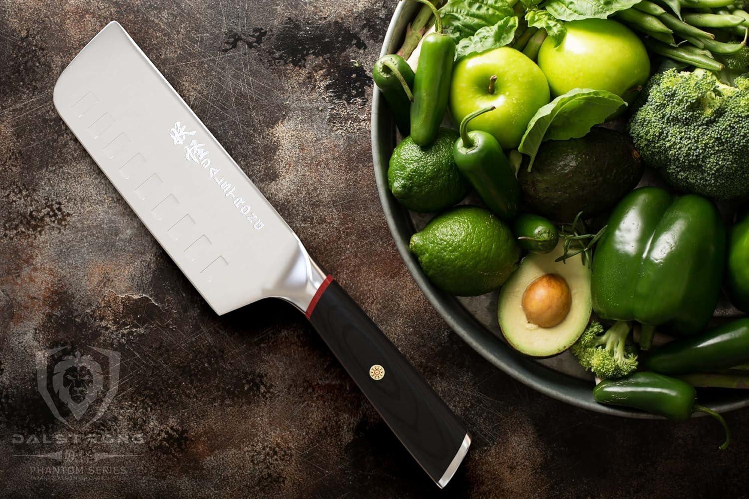 image:imageDALSTRONG Hybrid Cleaver amp Chef Knife 8 inch Phantom Series The Crixus Japanese HighCarbon AUS8 Steel Kitchen Knife Pakkawood Handle Cooking Knife Meat Cleaver Knife Sheath IncludedNakiri Knife