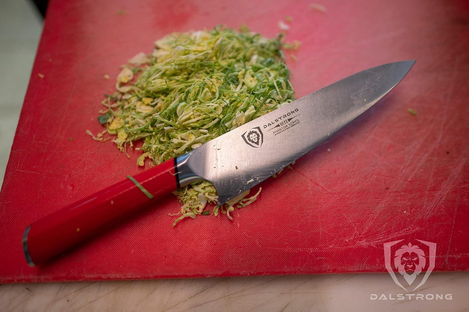 image:imageDalstrong Chef Knife 8 inch Phantom Series Japanese HighCarbon AUS8 Steel Kitchen Knife White G10 Handle Cooking Knife wSheathRed Handle