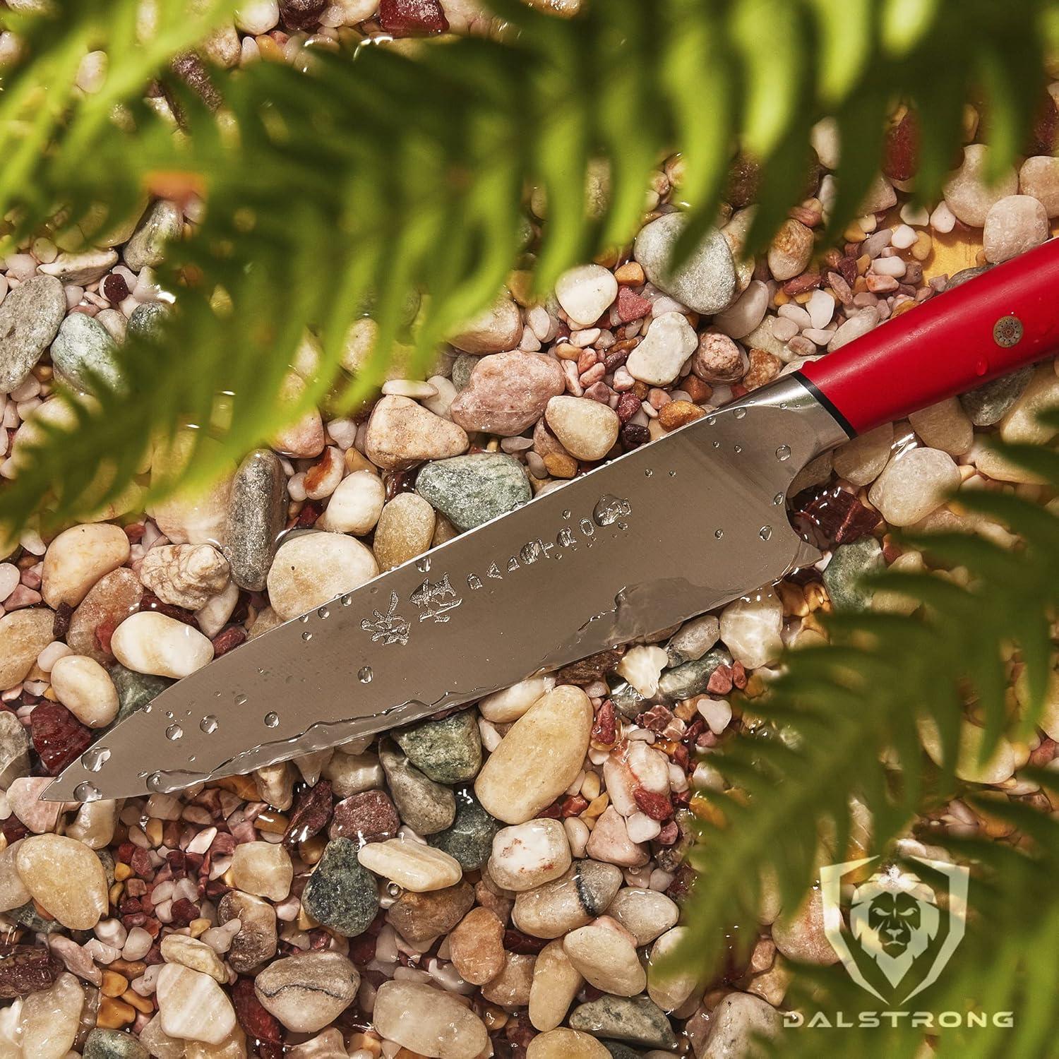 image:imageDalstrong Chef Knife 8 inch Phantom Series Japanese HighCarbon AUS8 Steel Kitchen Knife White G10 Handle Cooking Knife wSheathRed Handle