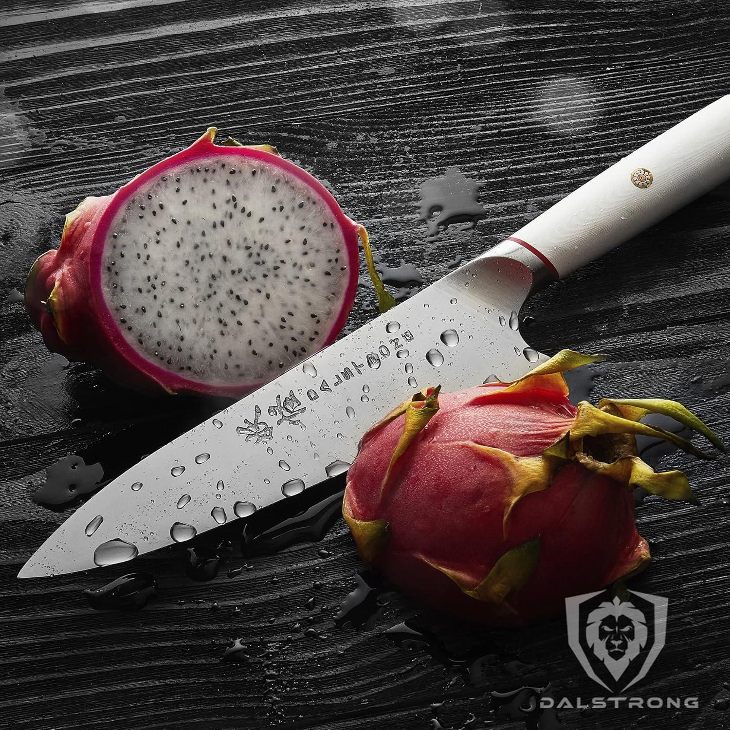 image:imageDalstrong Chef Knife 8 inch Phantom Series Japanese HighCarbon AUS8 Steel Kitchen Knife White G10 Handle Cooking Knife wSheathWhite Handle