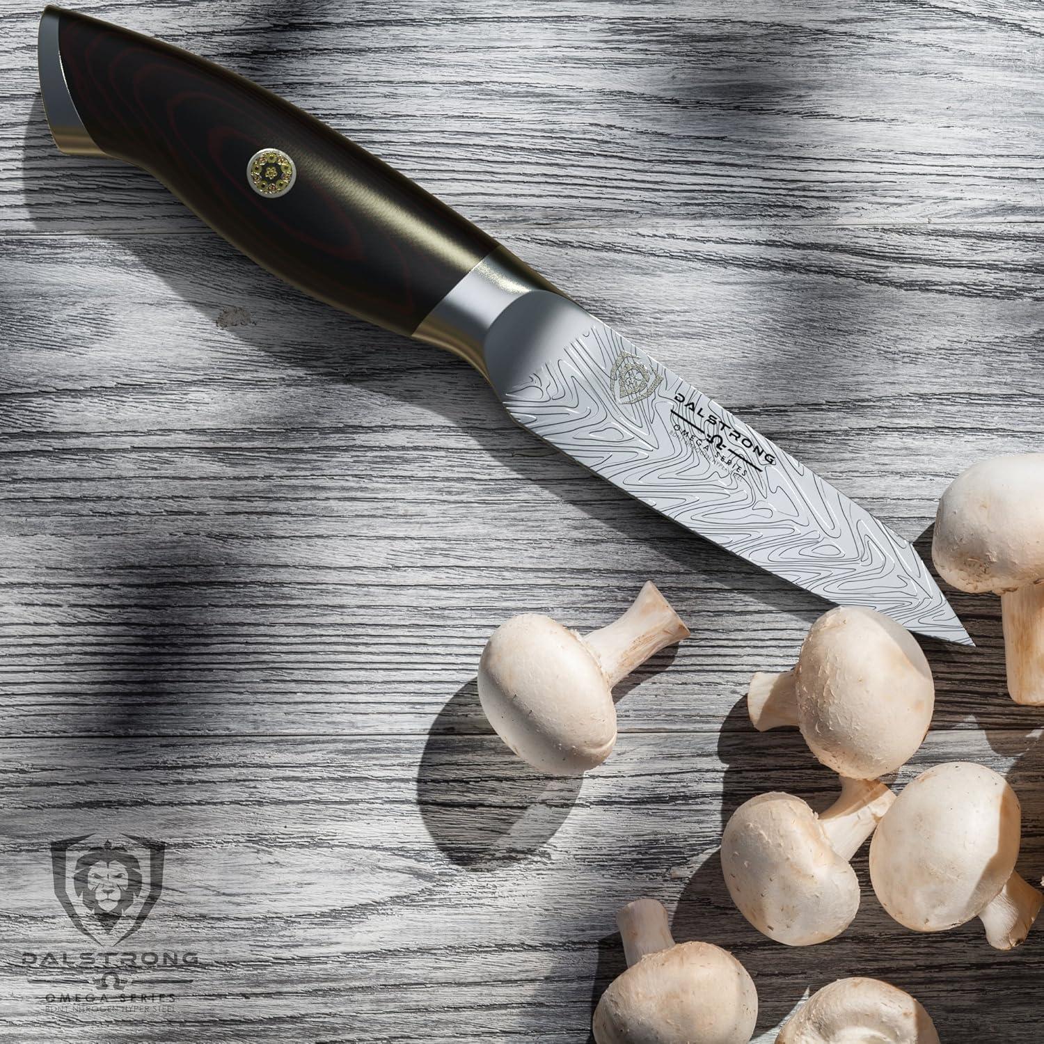 image:imageDalstrong Paring Knife 4 inch Omega Series BD1NV Hyper Steel Kitchen Knife G10 Woven Fiberglass Handle Razor Sharp Kitchen Knife Cutting Cooking Knife Leather Sheath Included