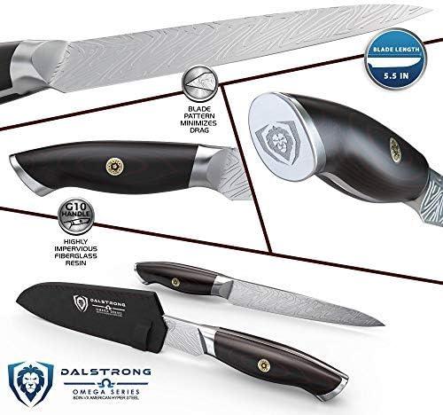 image:imageDalstrong Utility Knife 55 inch Omega Series BD1NV Hyper Steel Kitchen Knife G10 Handle Razor Sharp Knife Leather Sheath Included