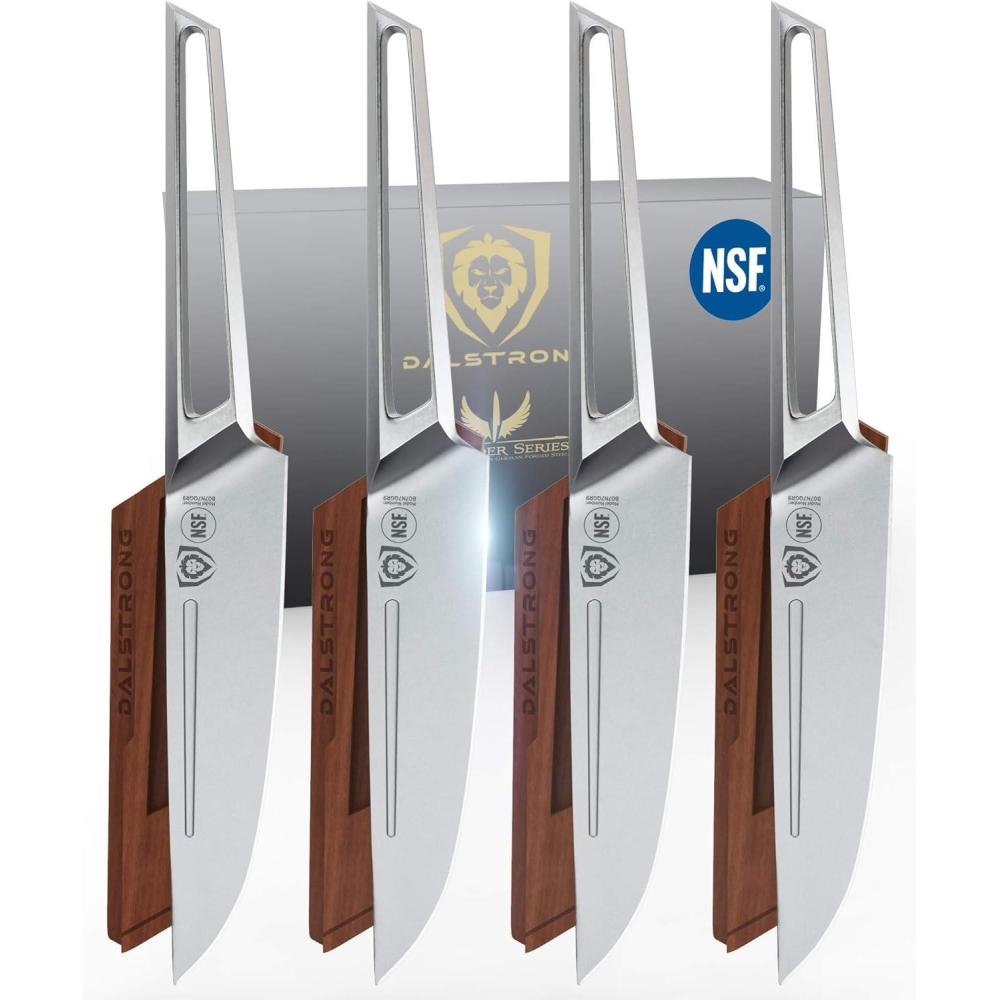 image:imageDALSTRONG Steak Knives Set Of 45 Crusader Series Forged HighCarbon German Stainless Steel wMagnetic Sheath NSF Certified