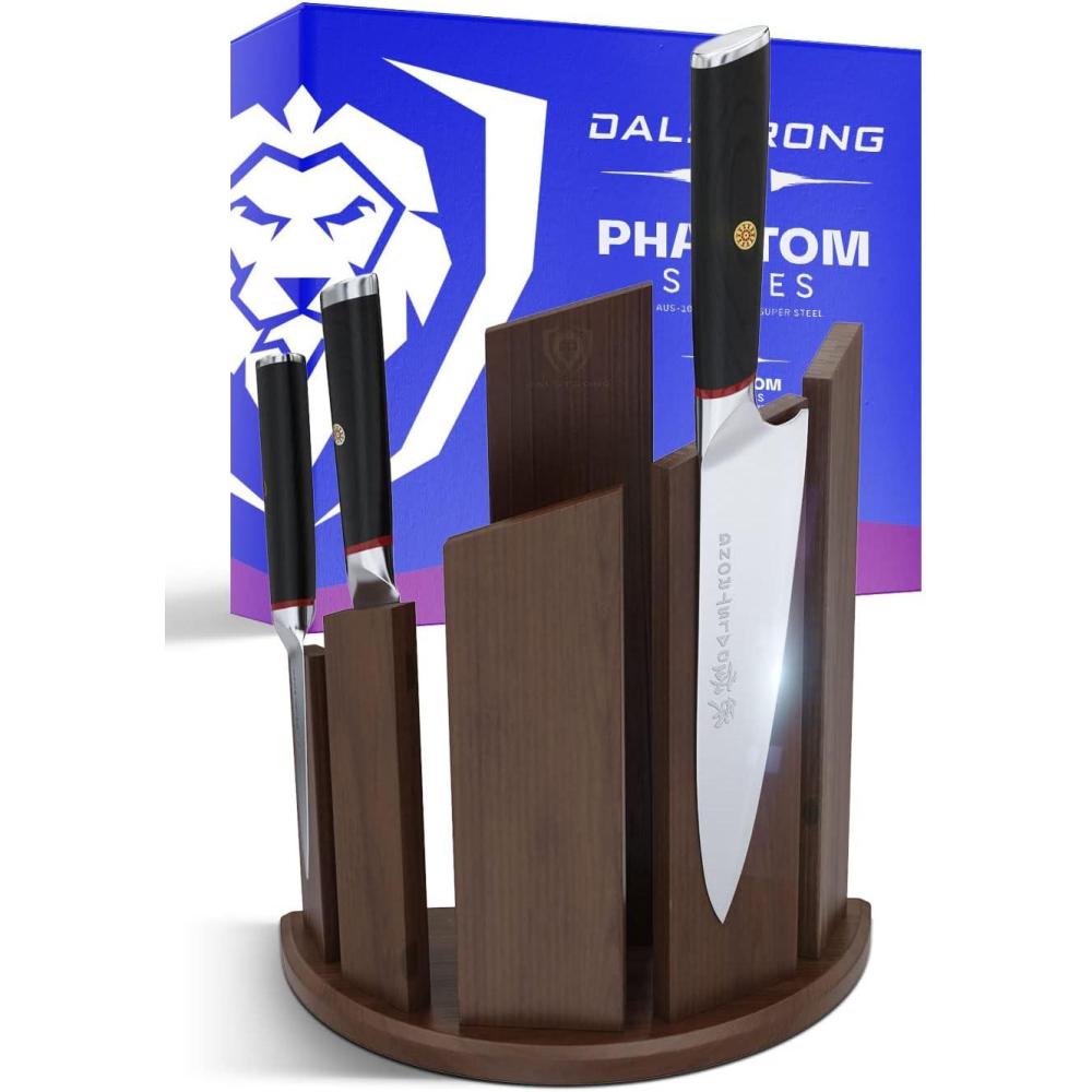 image:imageDalstrong Knife Block Set 6pc Magnetic Knife StandPhantom SeriesJapanese HighCarbon AUS8 SteelKnife Kitchen SetPakkawood HandleMens Valentines Gift