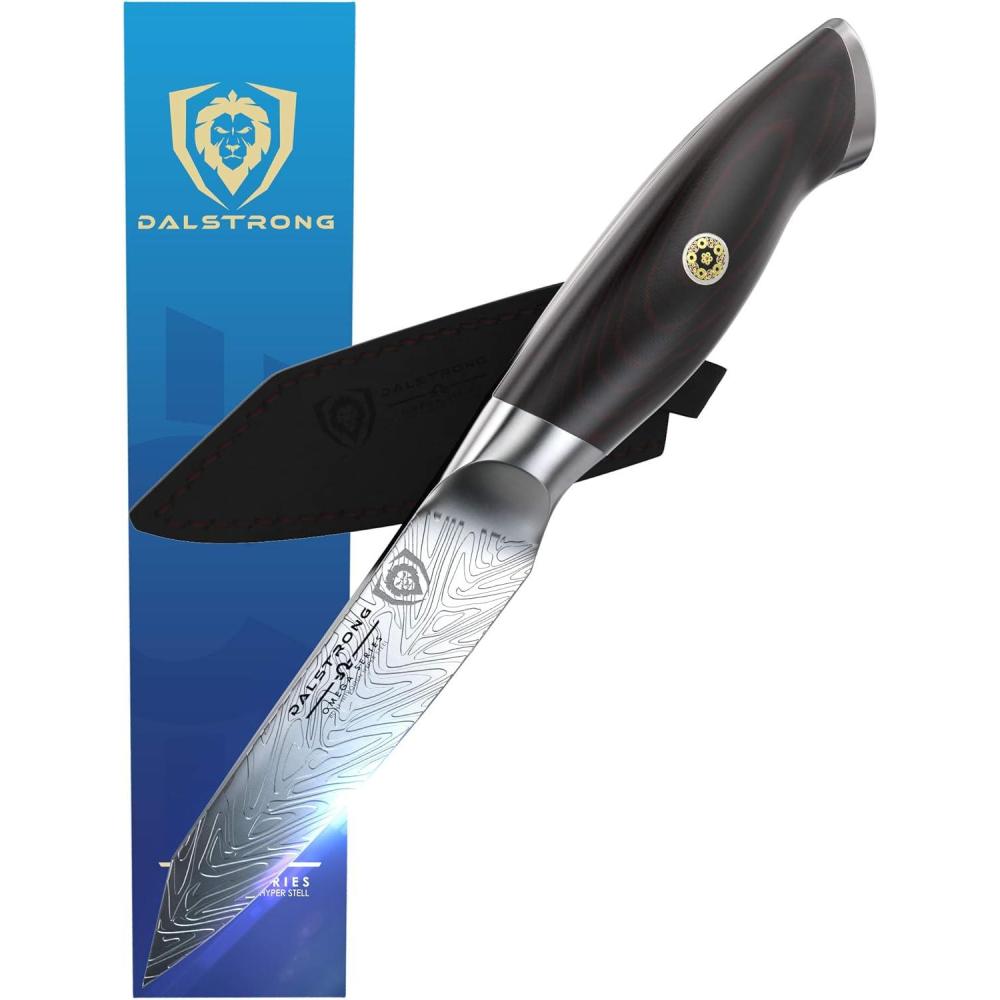 image:imageDalstrong Paring Knife 4 inch Omega Series BD1NV Hyper Steel Kitchen Knife G10 Woven Fiberglass Handle Razor Sharp Kitchen Knife Cutting Cooking Knife Leather Sheath Included