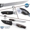 Dalstrong Steak Knife Set – 4 Piece – 5 inch Blade – Omega Series – BD1N-V Hyper Steel Kitchen Knife – G10 Woven Fiberglass Handle – Razor Sharp Knife – Leather Sheath Included