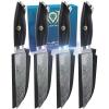 Dalstrong Steak Knife Set – 4 Piece – 5 inch Blade – Omega Series – BD1N-V Hyper Steel Kitchen Knife – G10 Woven Fiberglass Handle – Razor Sharp Knife – Leather Sheath Included