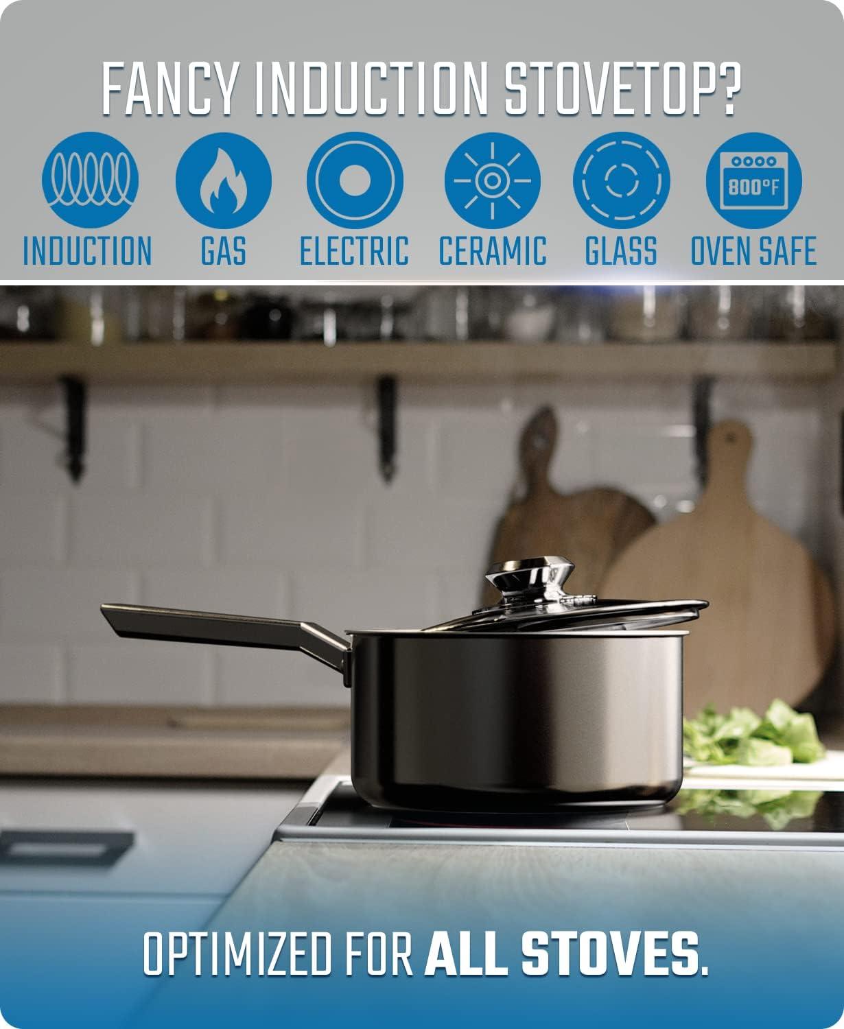 image:imageDALSTRONG 3 QT Stock Pot The Oberon Series 3Ply Aluminum Core Cookware Silver wLid amp Pot Protector3 QT